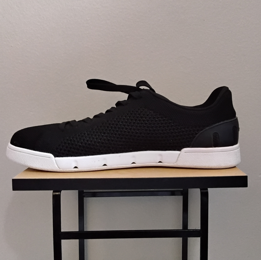 Swims Black Knit Lace-Up Sneakers with White Sole – Size 8 Women EUC - Picture 15 of 16